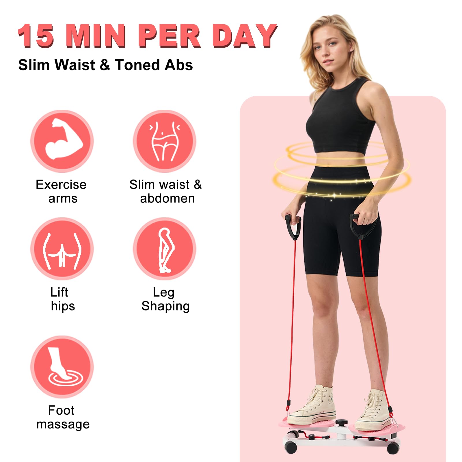 Waist Twister Machine With Resistance Bands - 300 Lbs Weight Capacity, Non-Slip Twist Board, Noiseless Ab Twister For Belly Fat