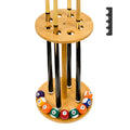 Jolensoy Pool Stick Holder Floor Stand - Round Billiard Cue Rack Pool Table Accessories Holds 8 Pool Cues, Wooden Freestanding P