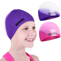 Aegend Kids Swim Cap (Age 8-12), 2 Pack, Purple & Pink