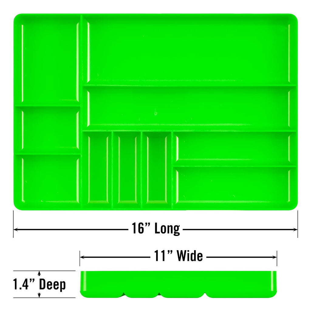 Ernst Tool Garage Organizer Tray, Green, 10-Compartments