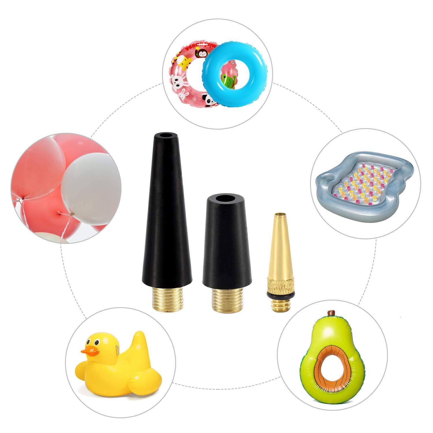 Yasi Bicycle Presta Schrader Valve Adaptor, 16Pcs Brass Bike Pump Adapters, Ball Pump Needle, Balloon Inflatable Toys Nozzle Inf