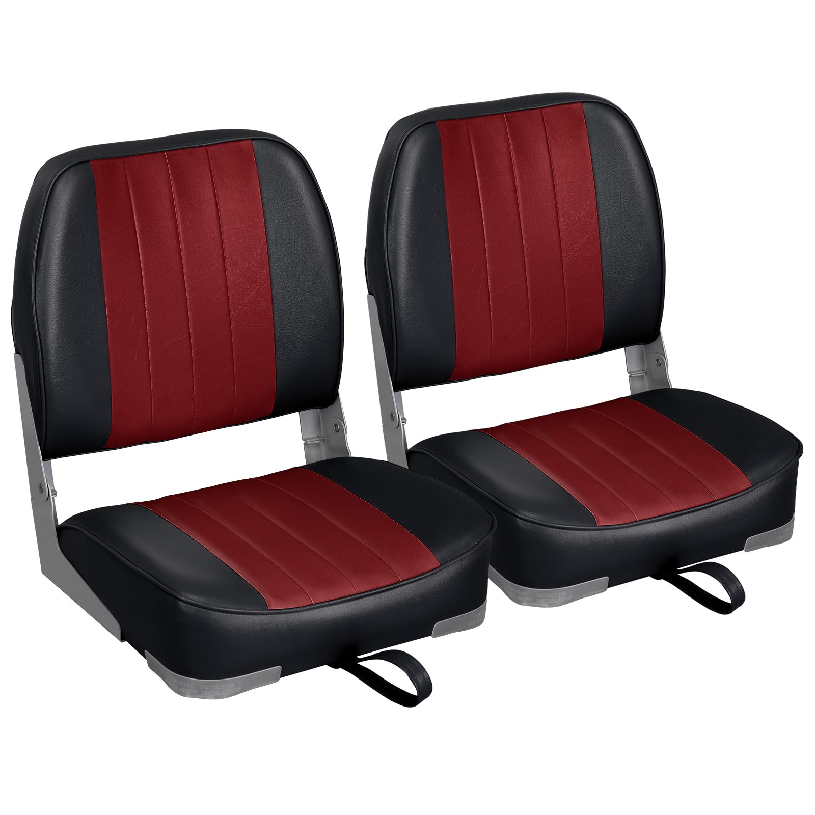 Leader Accessories A Pair Of Low Back Folding Fishing Boat Seat (2 Seats) (Black/Red)