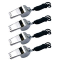 BEADNOVA Stainless Steel Whistle with Lanyard Metal Coach Whistle for Police Sports Coaches (4 Pack, Silver)