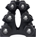 Kakss Neoprene Dumbbell With Stand (Multicolor) (12Kg(1Kg+2Kg+3Kg Pair) Black