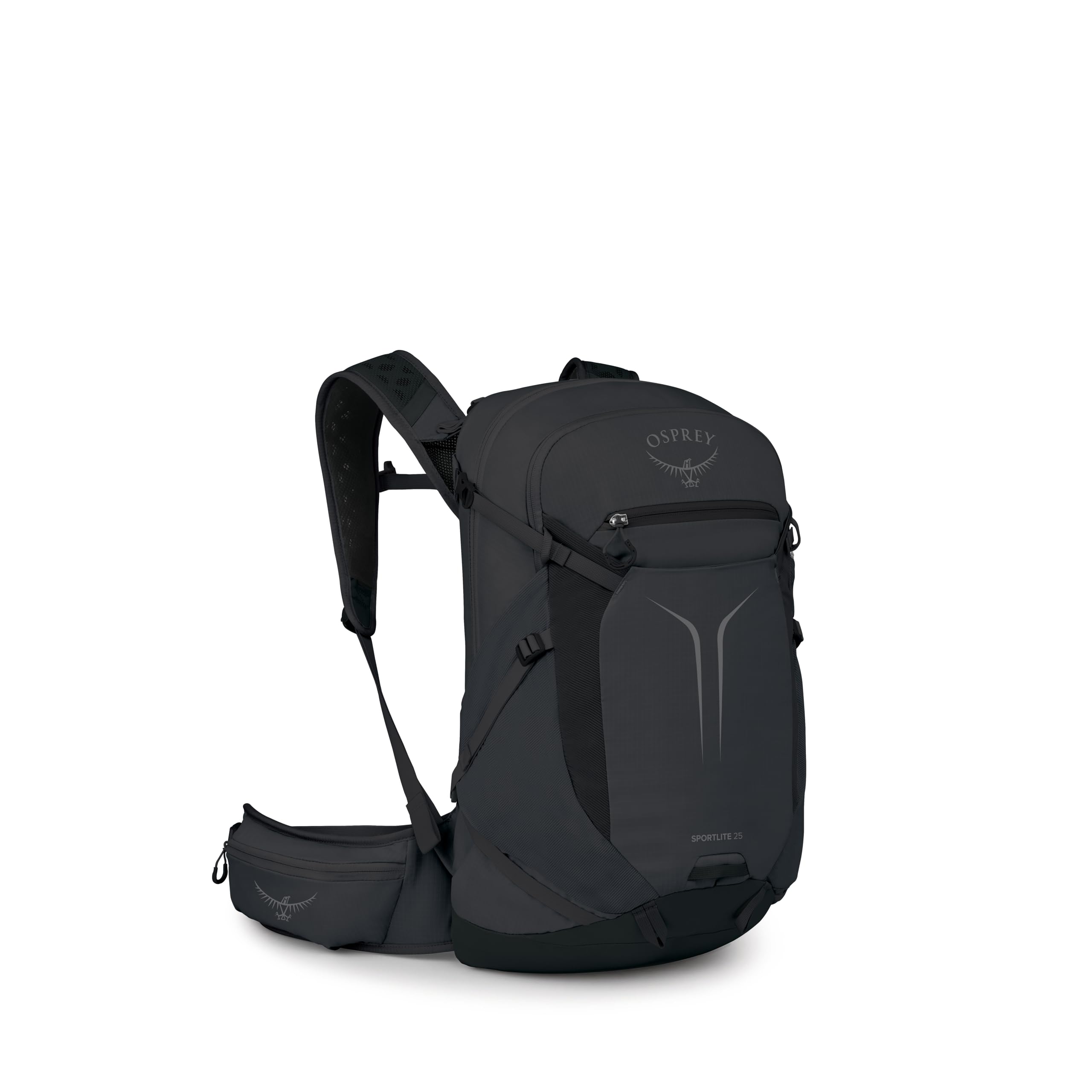 Osprey Sportlite 25L Lightweight Hiking Backpack for Men and Women - Everyday Hiking Bag - Travel Daypack, Raven Black, Extended