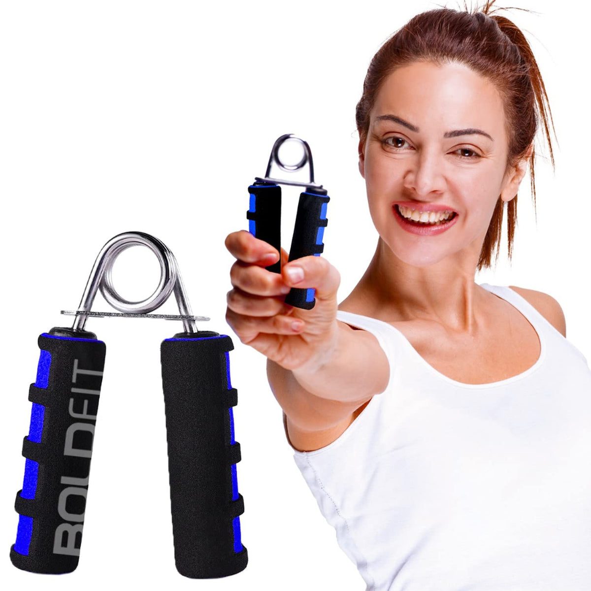 Boldfit Hand Grip Strengthener with Foam Handle, Hand Gripper for Men & Women for Gym Workout Hand Exercise Equipment to Use in