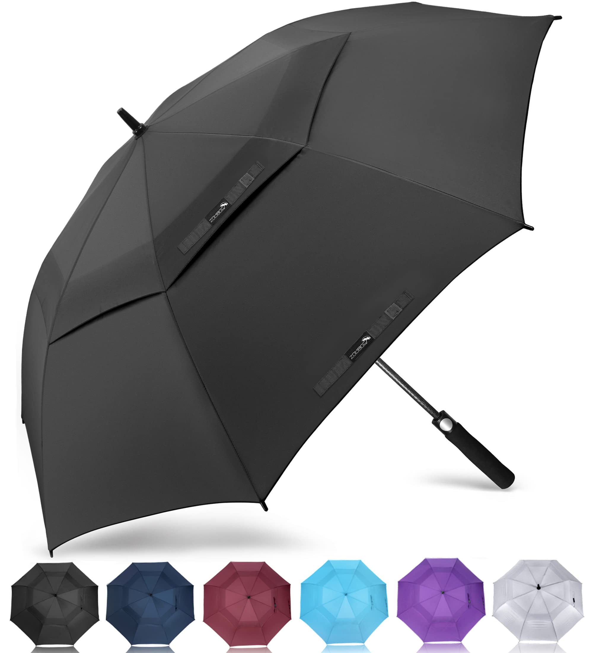 Zomake Large Golf Umbrella 54 Inch - Double Canopy Vented Golf Umbrellas For Rain Windproof Automatic Open Golf Push Cart Umbrel