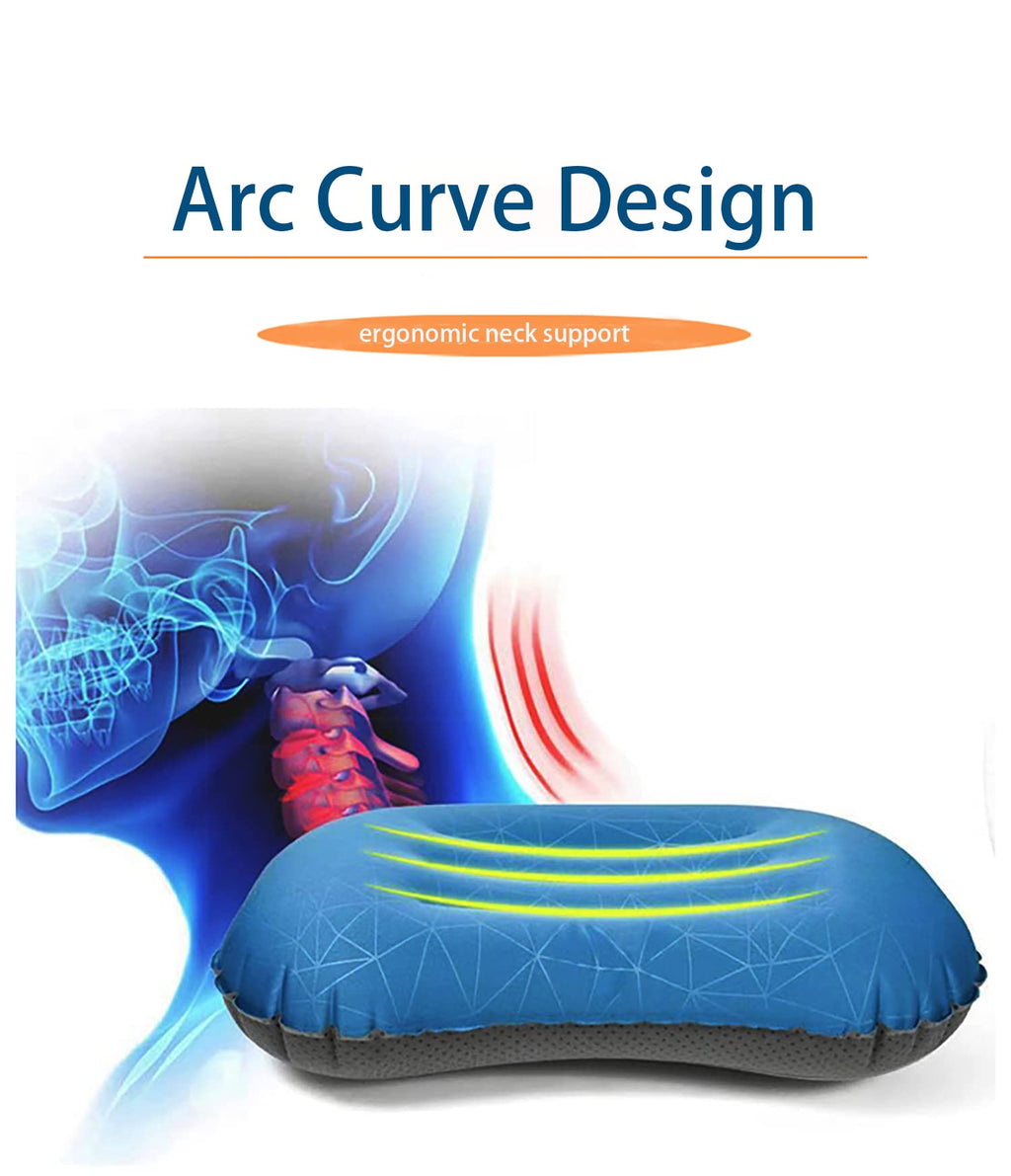 Crisonky Camping Pillow - Inflatable Pillow - Travel Pillows For Backpacking & Airplane, Lumbar Support 2.0 Blow Up Pillows, Ult