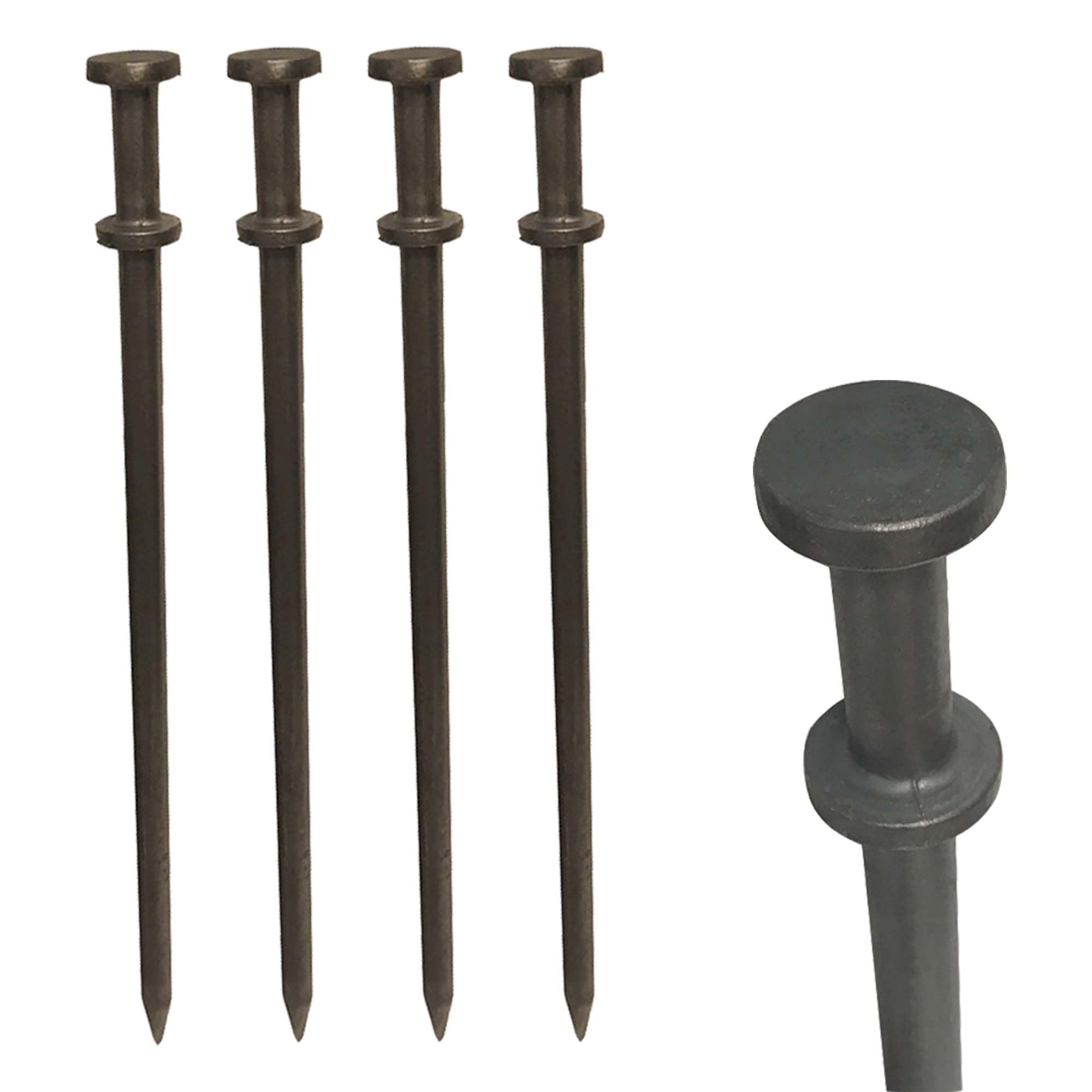 Moose Supply Double Head Tent Stakes - Heavy Duty Steel Tent Stakes, Versatile Ground Spikes To Anchor Commercial Inflatables, P