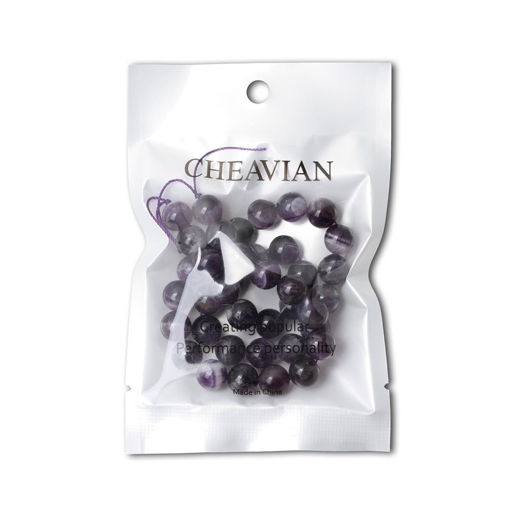 Cheavian 35Pcs 10Mm Natural Dog Teeth Amethyst Gemstone Round Loose Beads Crystal Energy Stone Healing Power For Jewelry Making