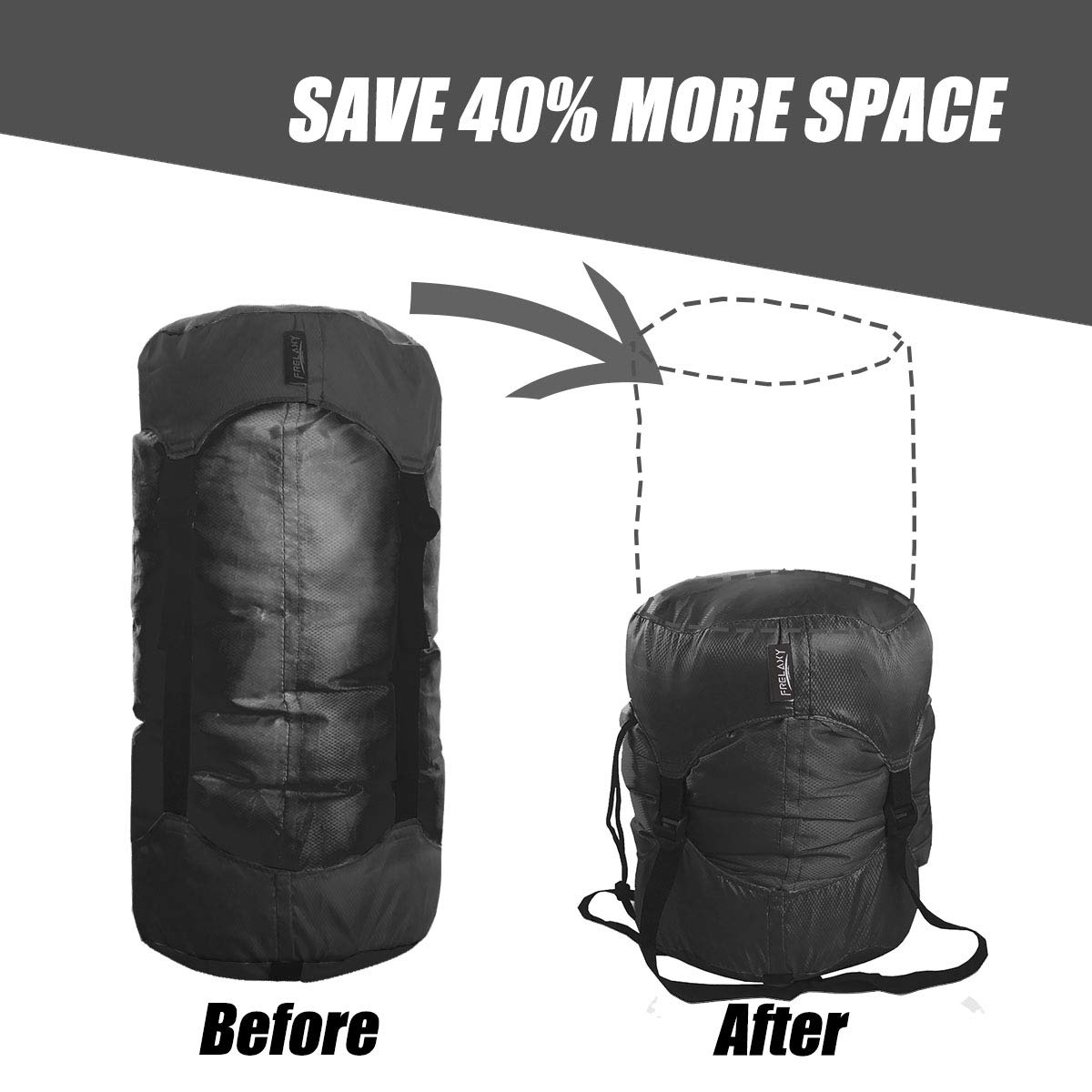 Frelaxy Compression Sack, Ultralight Sleeping Bag Stuff Sack 11L/ 18L/ 30L/45L/52L, Compression Stuff Sack - Space Saving Gear F