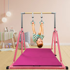 Glant Gymnastics Bar For Kids With Swing Set, 8 Heights Adjustable Easy Folding Gymnastic Training Bar Kids Monkey Horizontal Ba