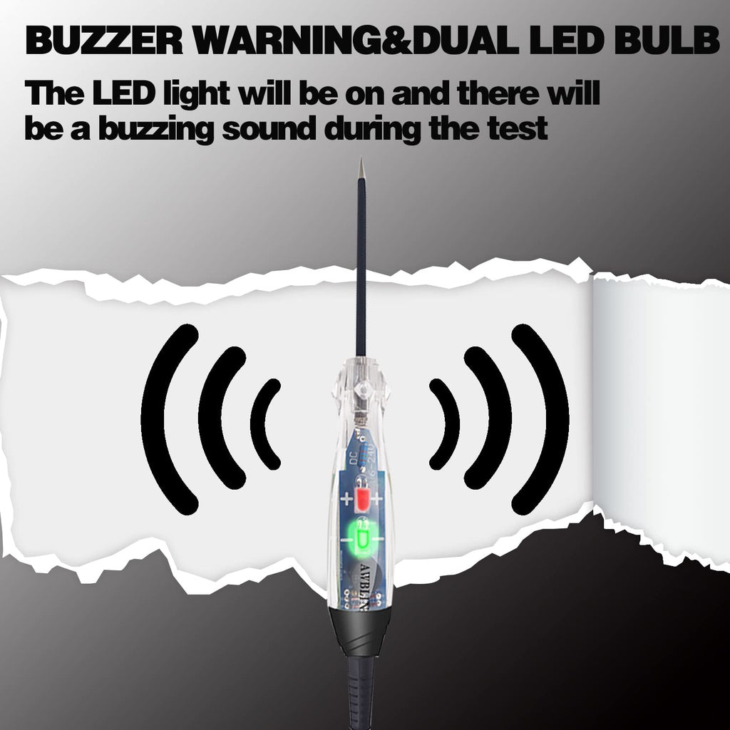 Awblin Automotive Buzzer Test Light, Dc 6-24V Dual Color Led Bulb Auto Circuit Tester, Electric Tester Light Tool Probe For Car