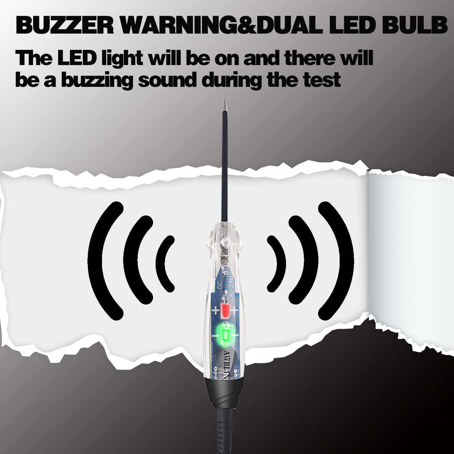 Awblin Automotive Buzzer Test Light, Dc 6-24V Dual Color Led Bulb Auto Circuit Tester, Electric Tester Light Tool Probe For Car