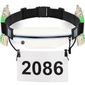 RJ-Sport Triathlon Belt with Pouch - Race Number Bib Holder with 6 Gel Loops, Ideal for Running, Cycling & Marathon (White)