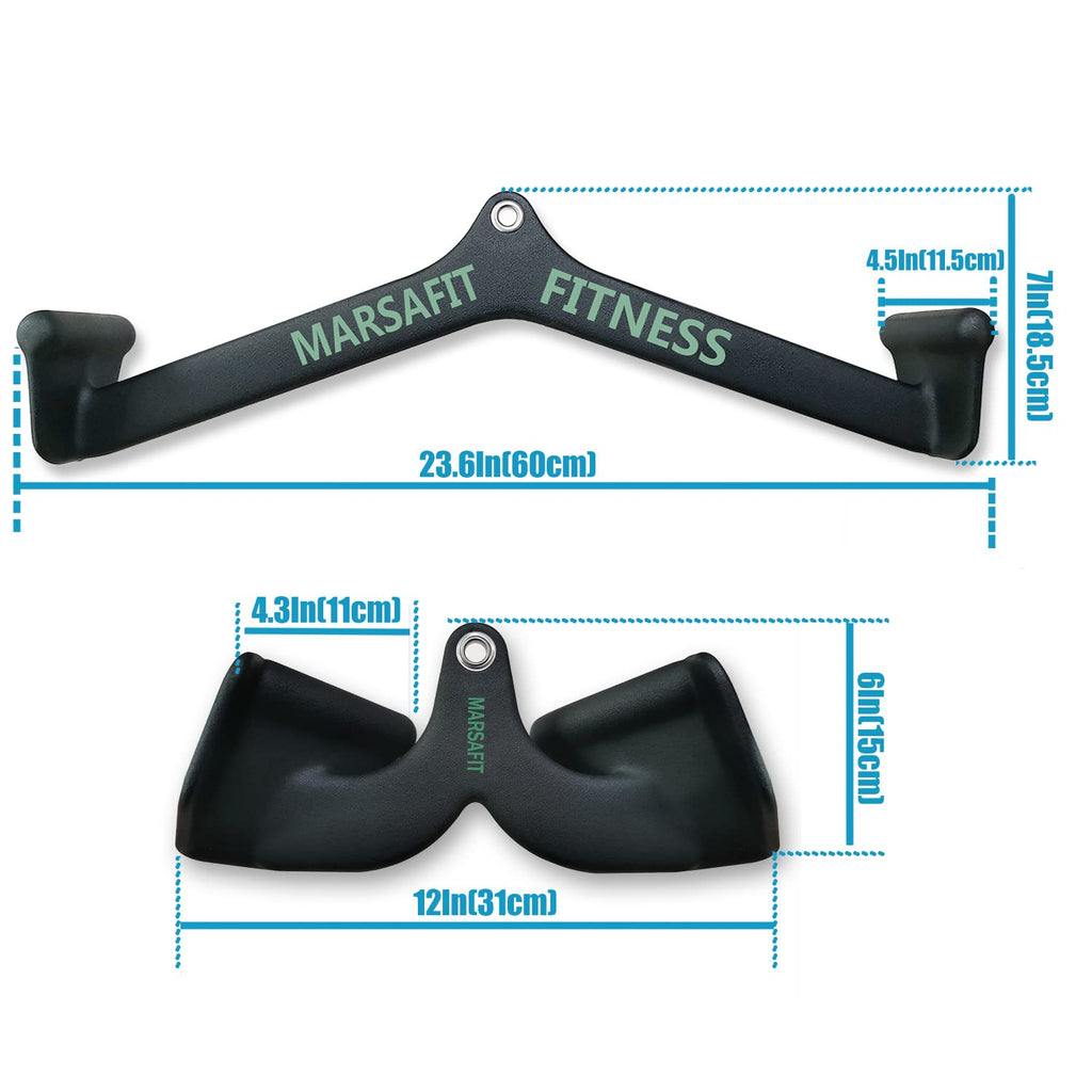 Marsafit Home Gym Fitness Rowing T-Bar V-Bar Pulley Cable Machine Attachments, Bicep Curl Tricep Lat Pulldown Bar Back Strength