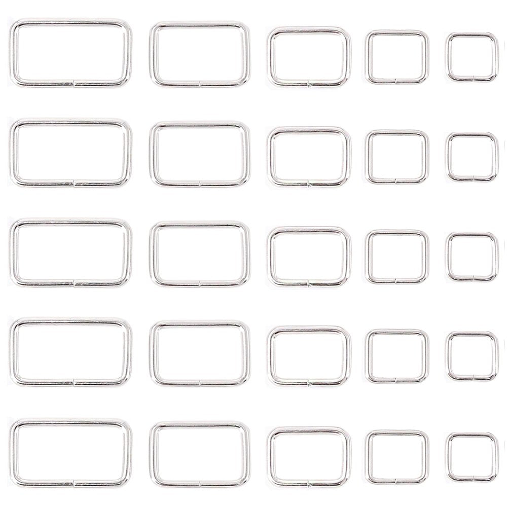 Swpeet 50 Pcs Sliver Assorted Metal Rectangle Ring, Webbing Belts Buckle For For Belt Bags Diy Accessories - 13Mm  15Mm  20Mm  2