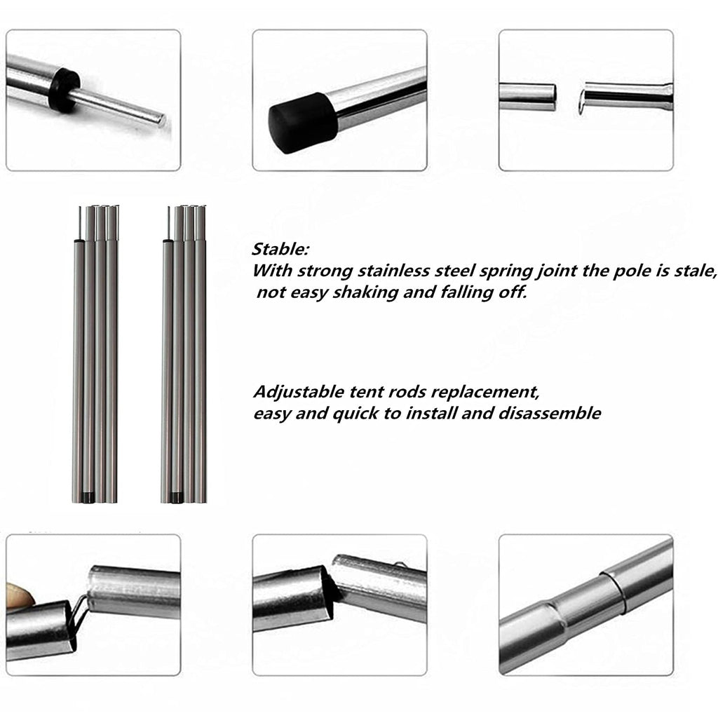 Adjustable Tarp Pole Canopy Pole Set Of 2, Portable Tent Poles Rodsfor Camping Tarps,Tent,Awnings, Shelters, Hiking
