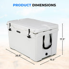 Serenelife 50 Quart Portable Cooler Box - Lightweight Heavy-Duty Travel Ice Cooler With 2-Way Handles, Drain - 5 Days Ice Retent