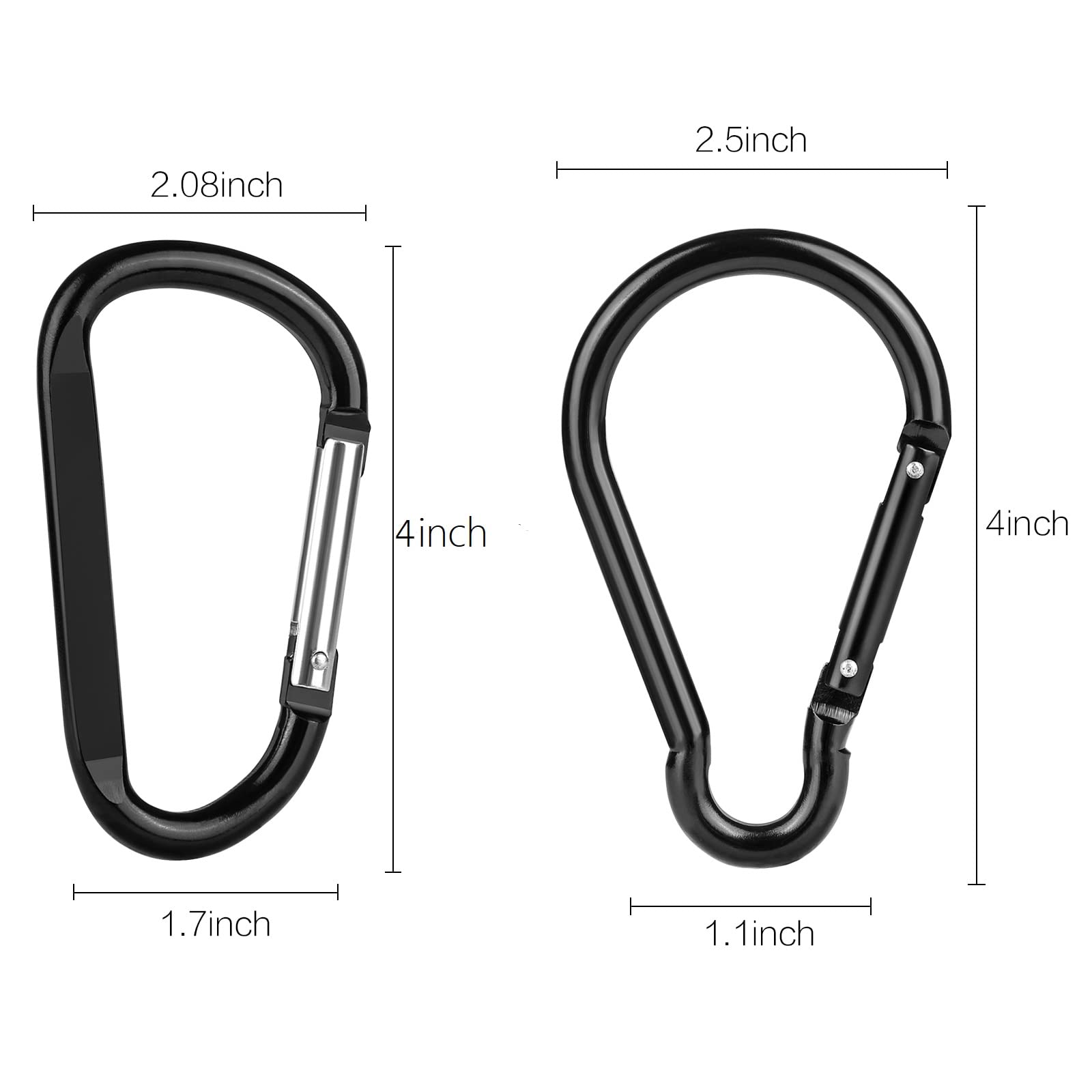 5Pcs 4 ''/10Cm Carabiner Clip- Large Strong Caribeener Clips-D Ring Caribeaner Keychain.