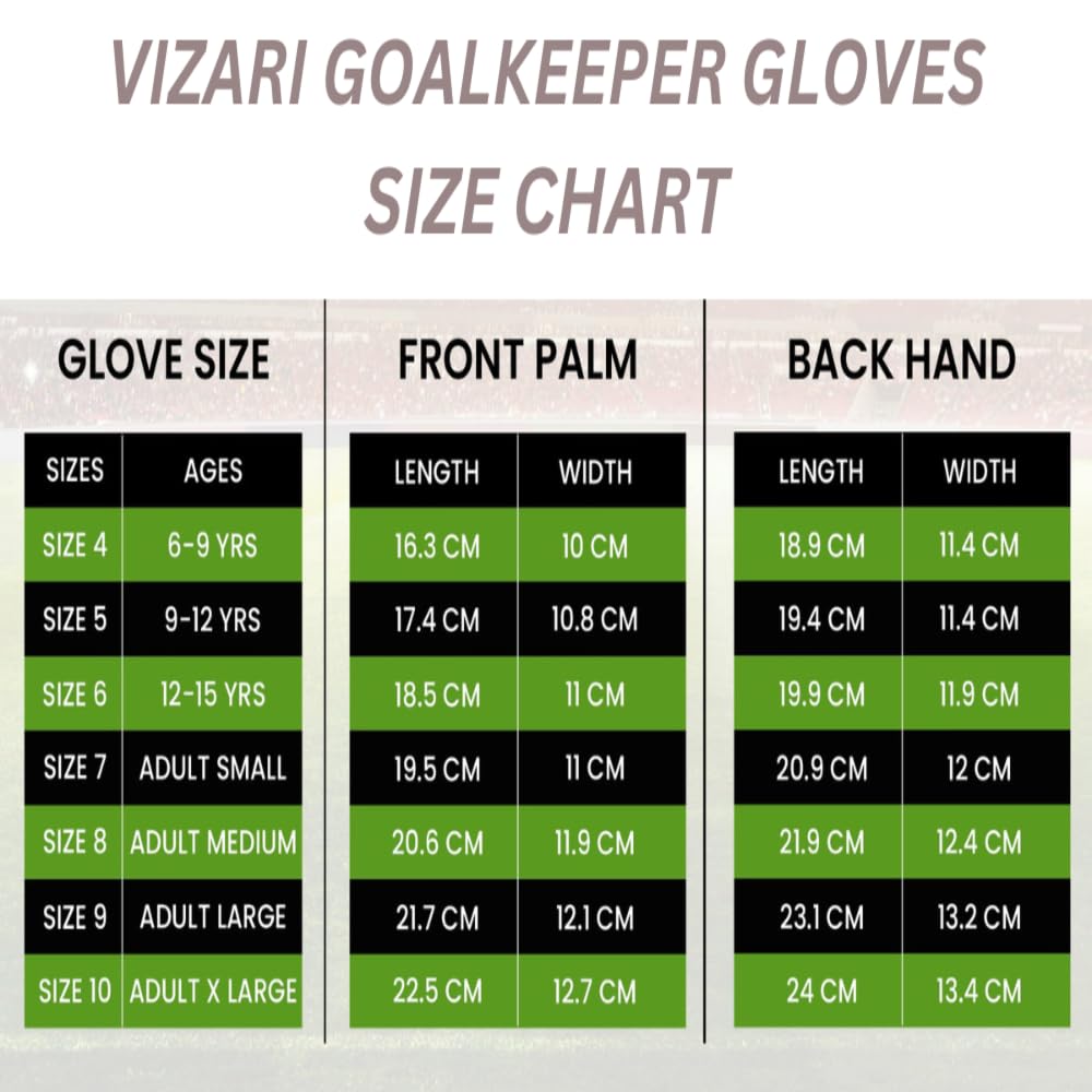 Vizari Junior Gloves For Protection & Grip | Tri-Color Youth Soccer Goalie Gloves With Elastic Wristband For Secure Fit | Finger