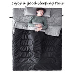 Tuphen Double Sleeping Bag With 2 Pillows, Queen Size Xl Bag For 2 People, Cold Warm Weather- 3 Seasons, Waterproof Adults Sleep