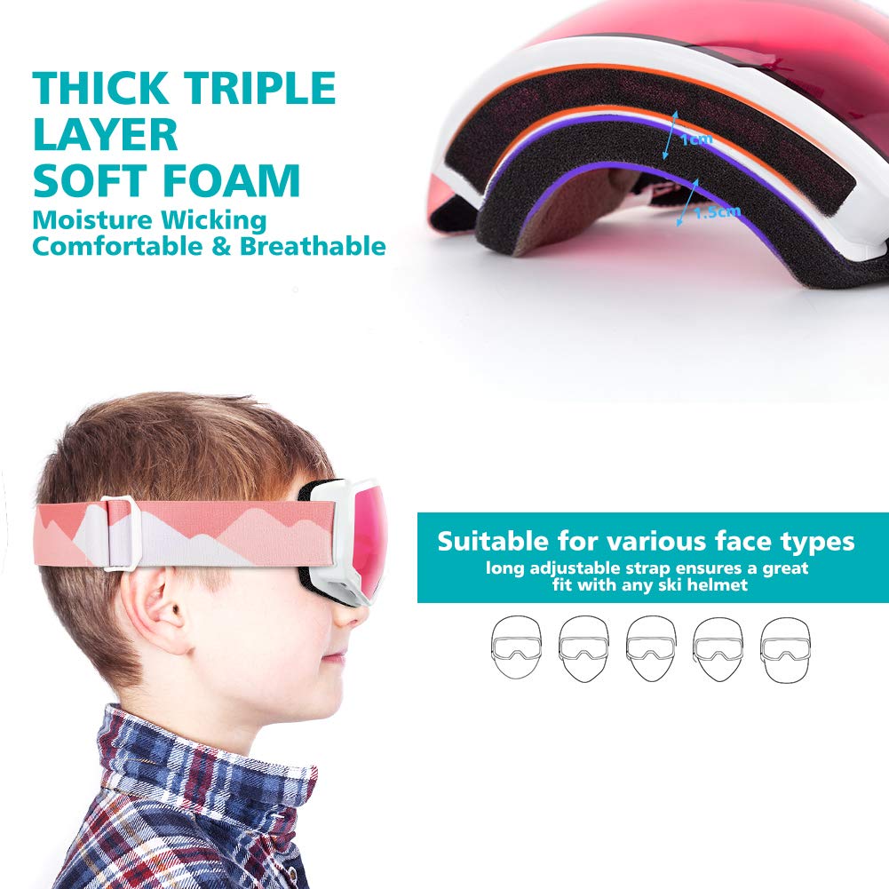OutdoorMaster Kids Ski Goggles, Snowboard Goggles - Youth Snow Goggles - Gloaming