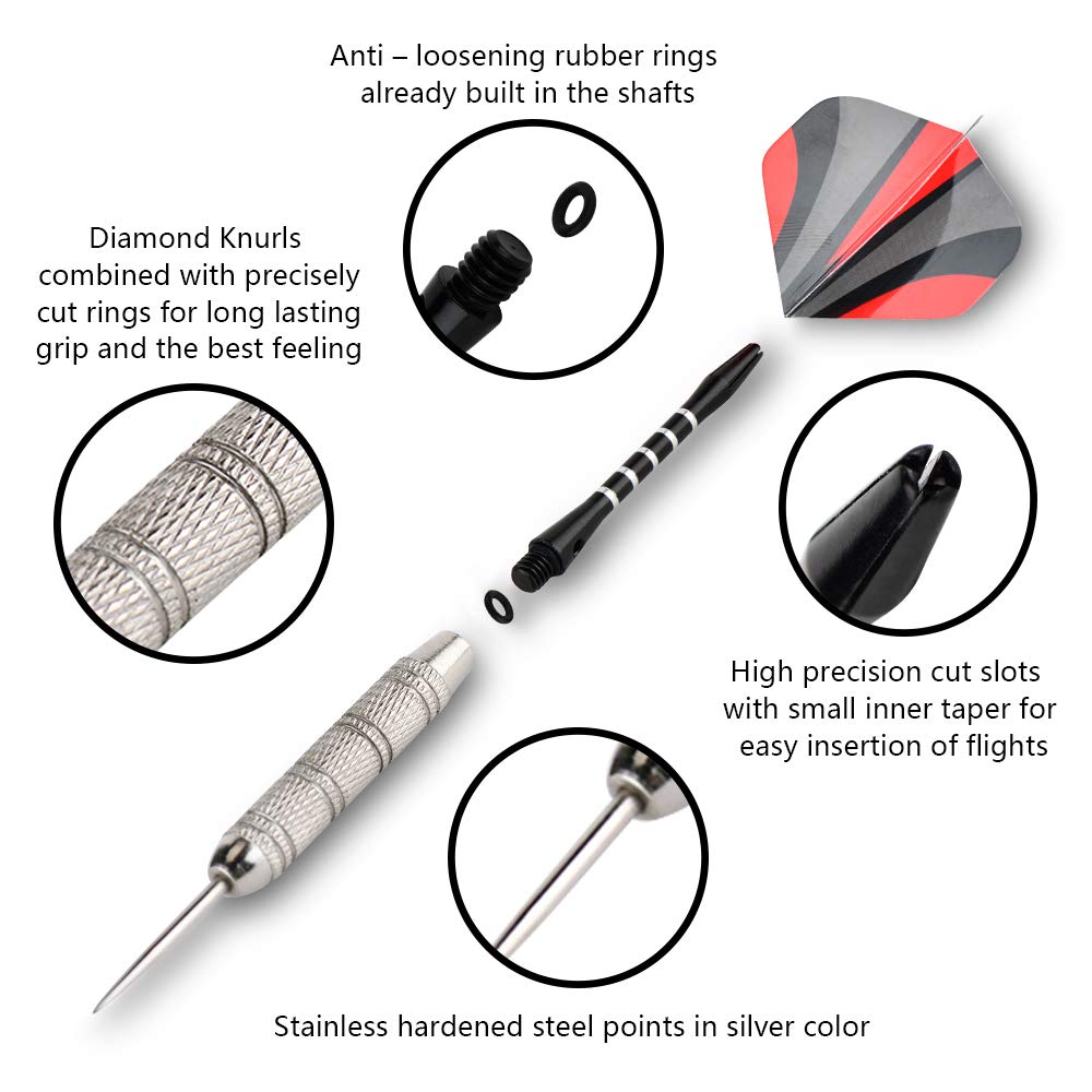 Linkvisions Steel Tip Darts Set, 18 Grams, 15 Pack Steel Barrels