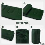 Envelope Sleeping Bags 4 Seasons Warm Or Cold Lightweight Indoor Outdoor Sleeping Bags For Adults, Backpacking, Camping