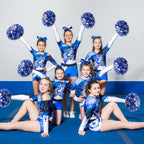 Hooshing 6Pcs Pom Poms Cheerleading Metallic Silver And Blue Cheer Pom Poms With Baton Handle For Team Spirit Sports Dance Cheer