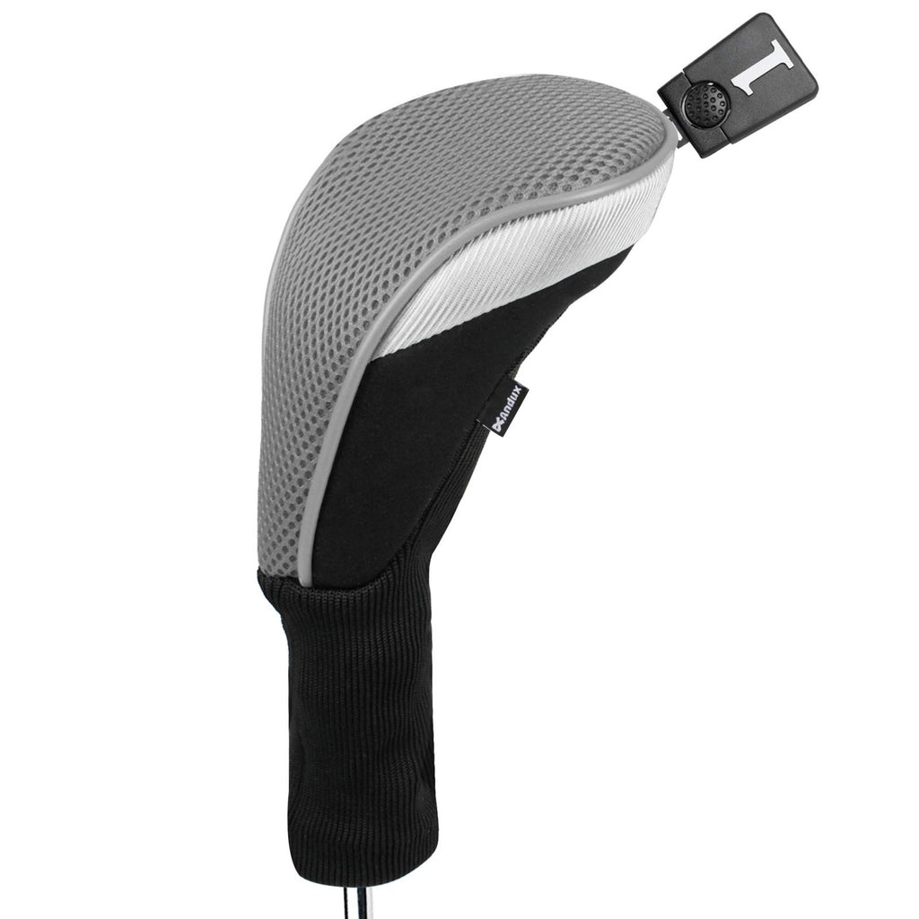 Andux Golf Club Wood Head Covers 460Cc Driver Covers Long Neck Gray