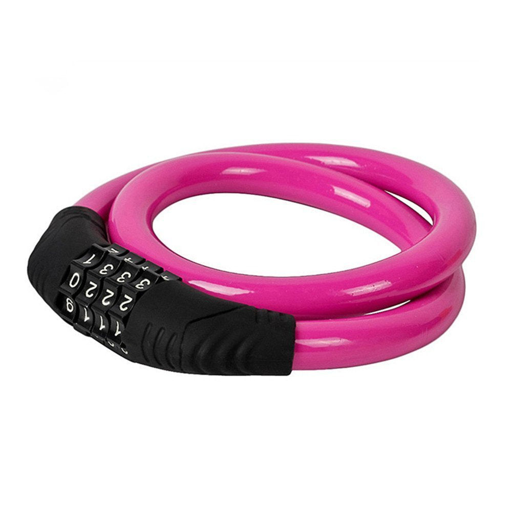 Sanwo Security Bike Lock 4 Digit Resettable Combination Cable Lock For Bicycle , 2 Feet X 1/2 Inch (Pink)