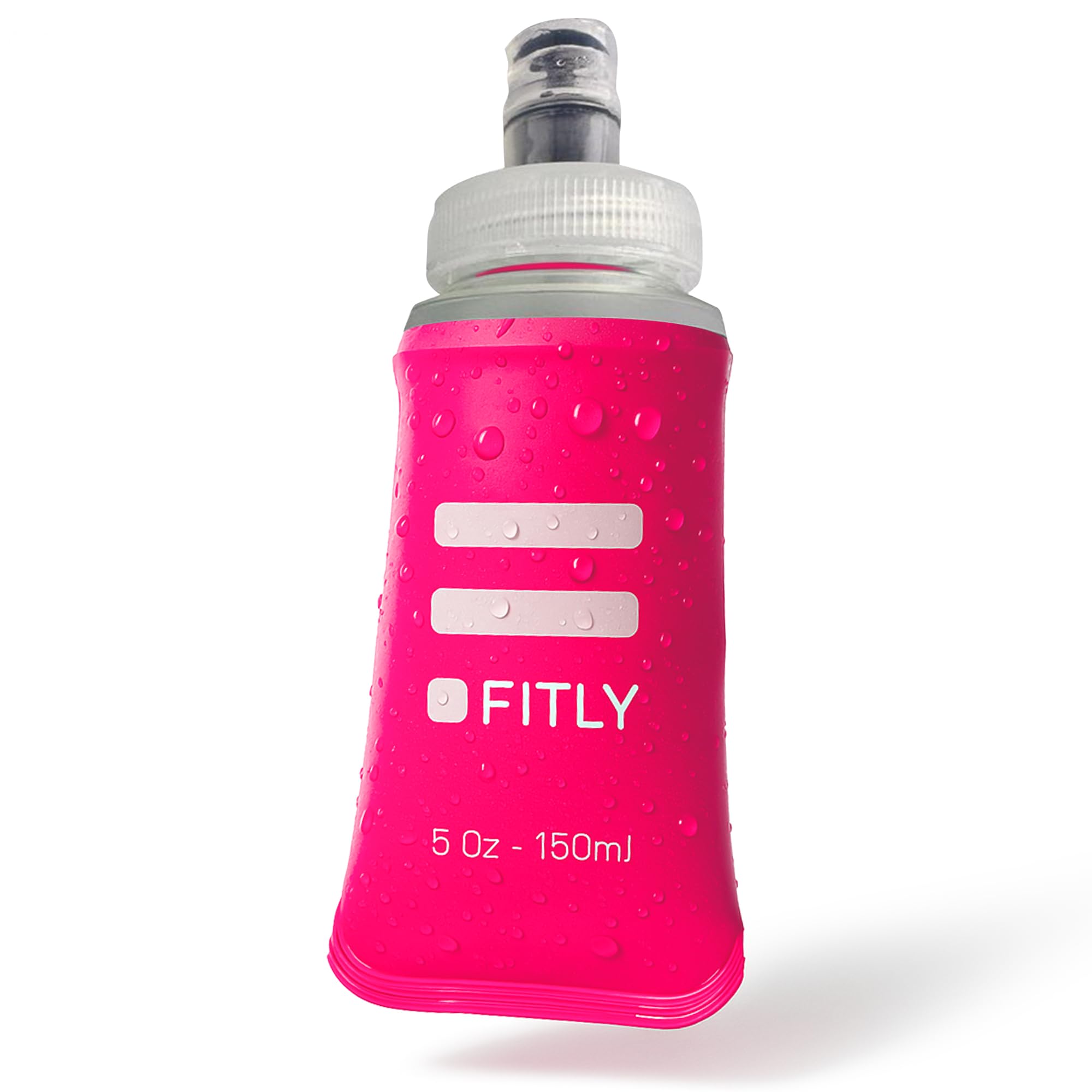 FITLY Soft Flask - 5 oz (150 ml) - Shrink As You Drink Pocket Soft Water Bottle for Hydration Pack/Running Vest - Folding Water 
