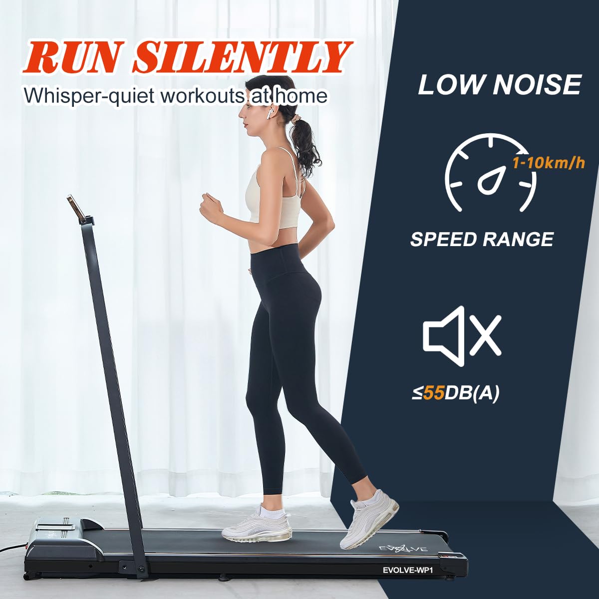 Walking Pad Treadmill With Foldable Handle Bar - Under Desk Treadmill For Home & Office | Remote Control, Bluetooth Speaker, Led