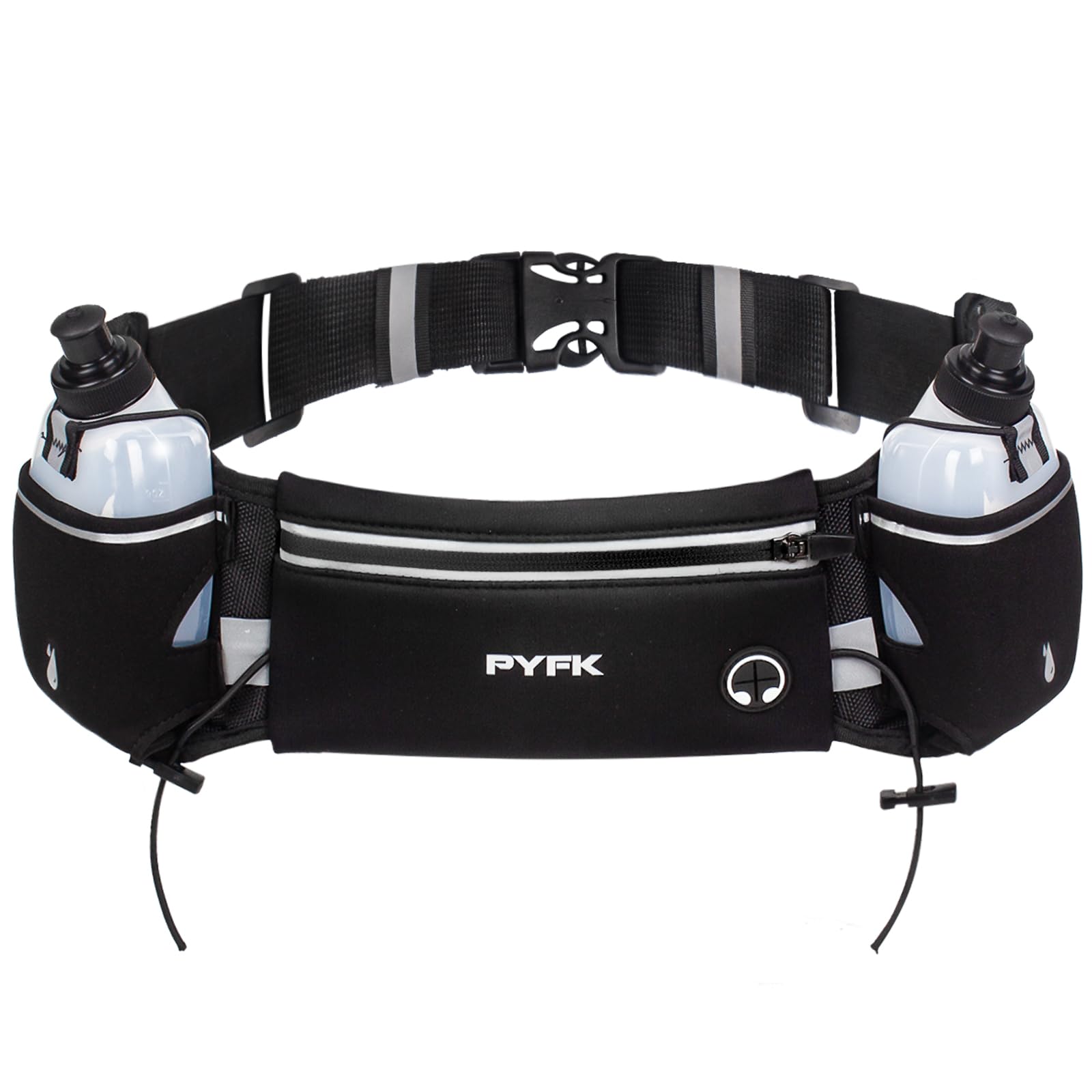 PYFK Running Belt with Water Bottles, Hydration Belt for Men and Women, Water Bottle Holder Running Pouch Water Belt, Fanny Pack