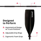 Seasense X -Treme 1 Kayak Paddle Black 84In (008680) , 44.5 Inches