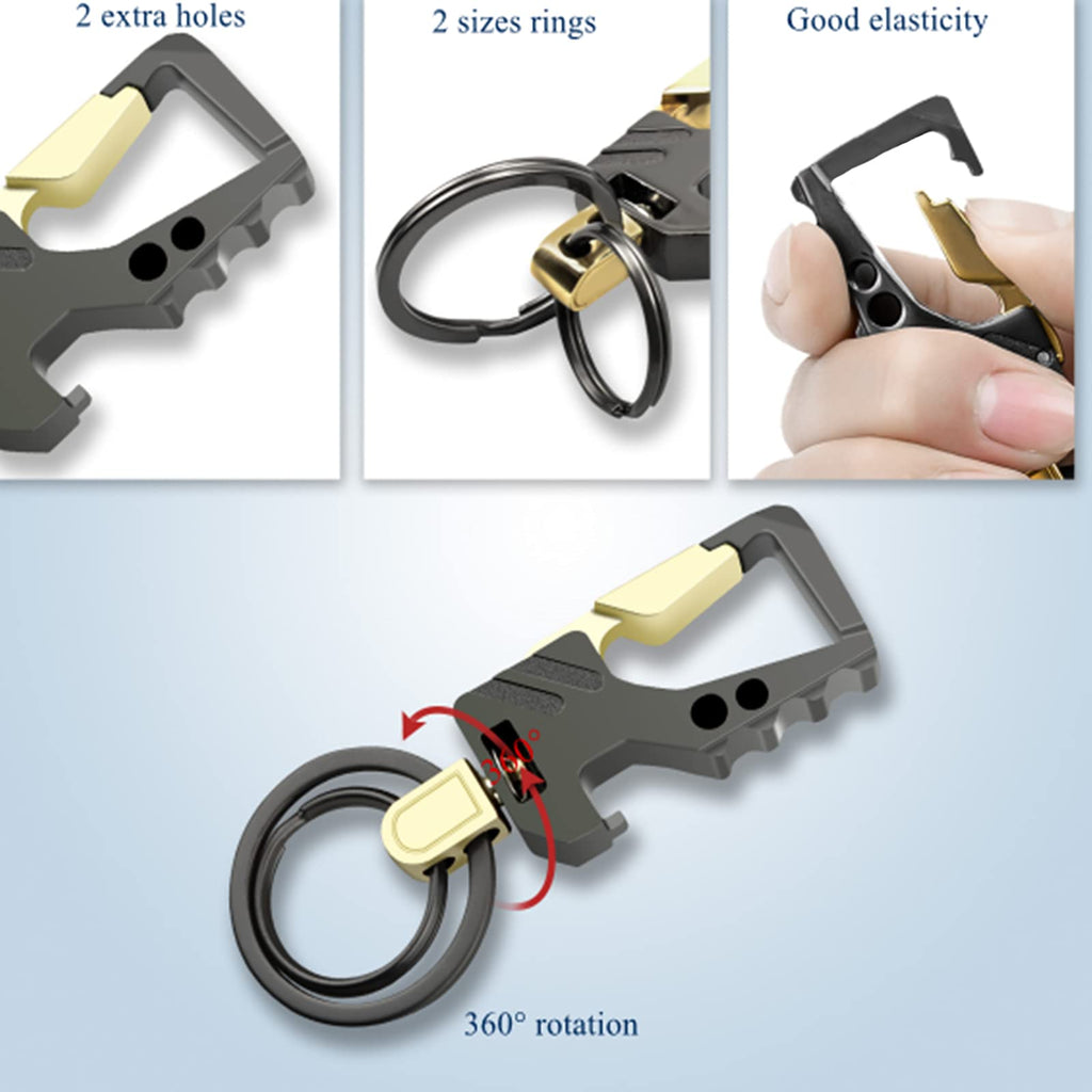 Exsun 2Pcs Keychains, Key Chains For Carabiner Keychain Car Key Chain Bottle Opener Keychain For Men And Women (Gold+Silver)