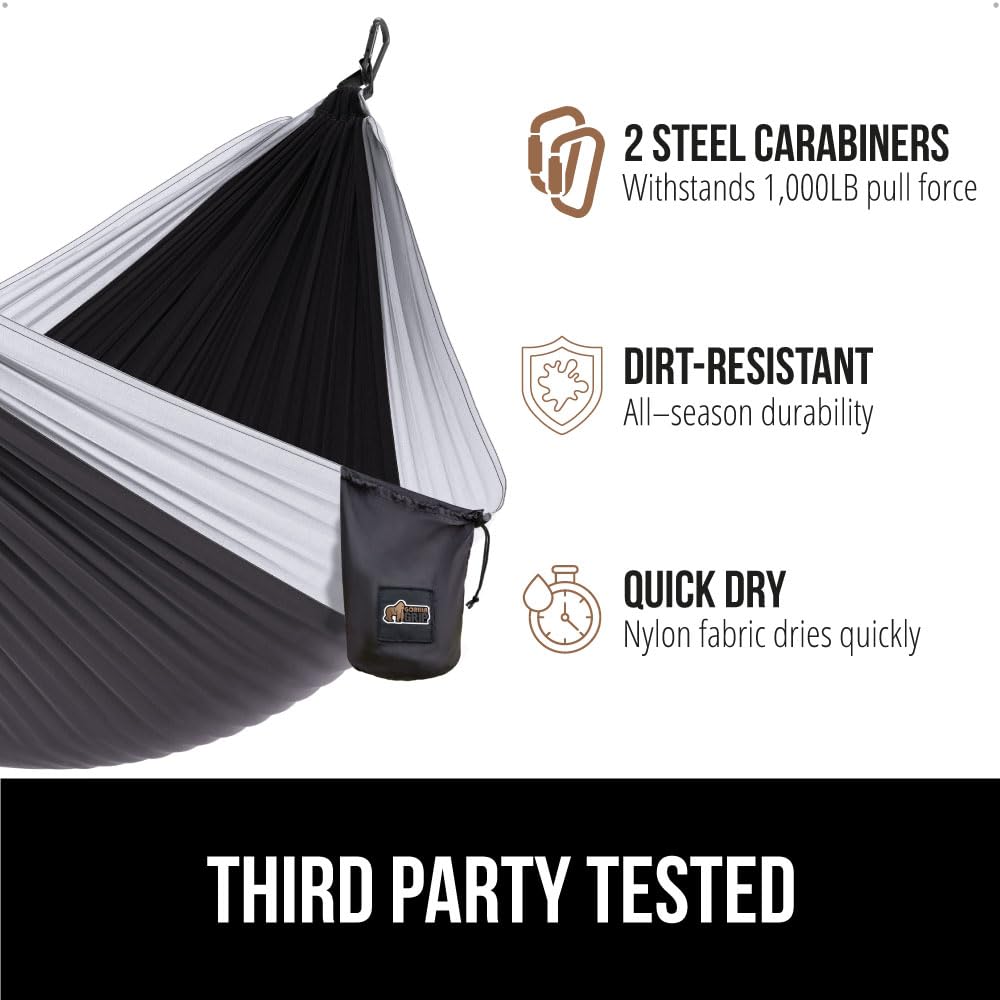 Gorilla Grip Durable Portable Camping Hammock, Holds 400Lbs With Heavy Duty Tree Straps, Comfortable Travel Swing, Camp Hammocks
