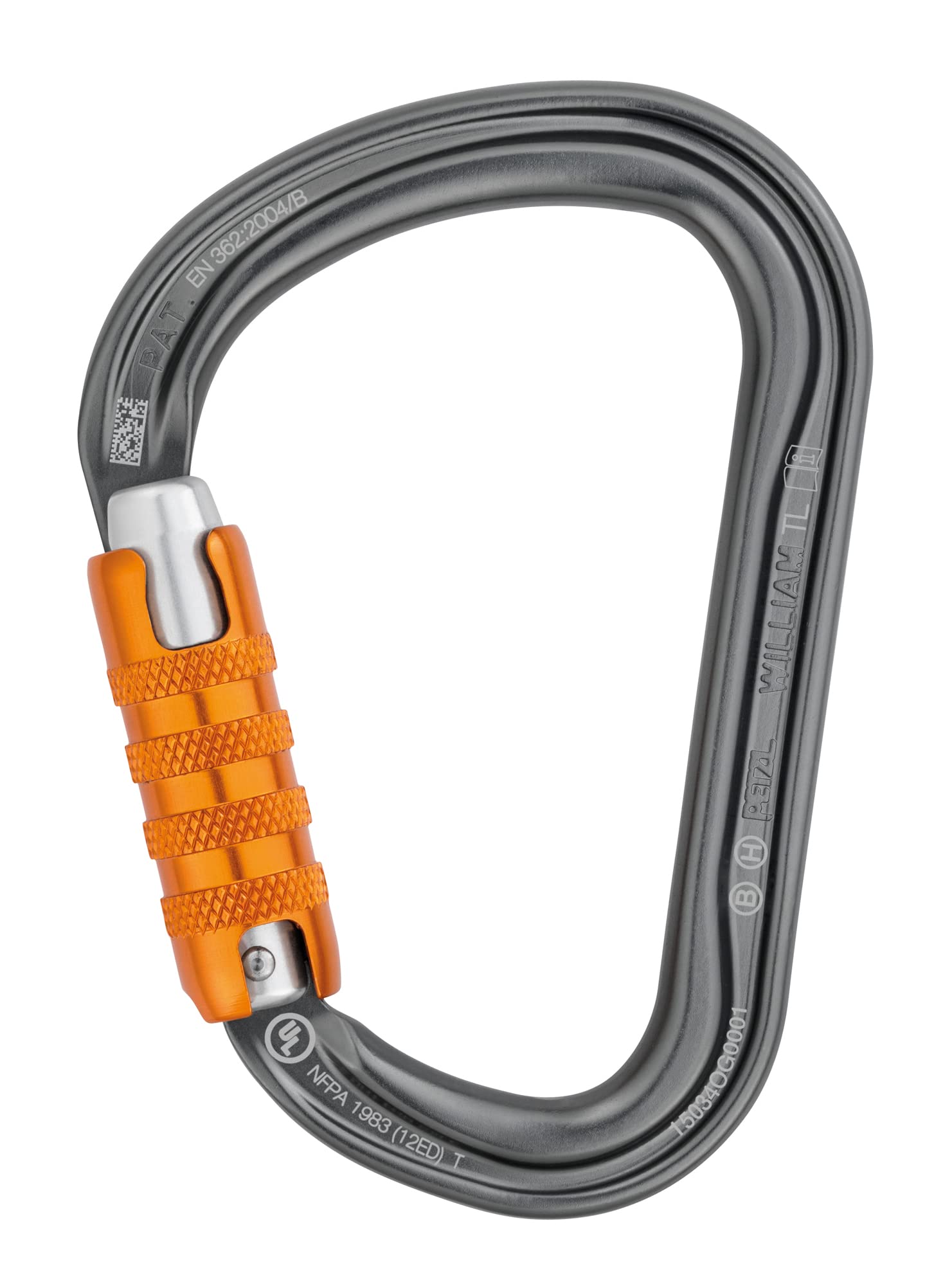 PETZL, William, Locking Carabiner for Belaying, Gray, TRIACT-Lock