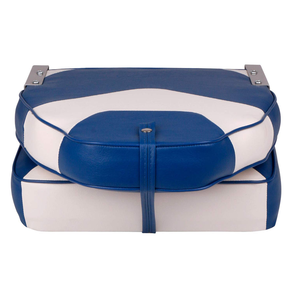 Leader Accessories A Pair Of Elite Low/High Back Folding Fishing Boat Seat (2 Seats) (White/Grey/Blue)