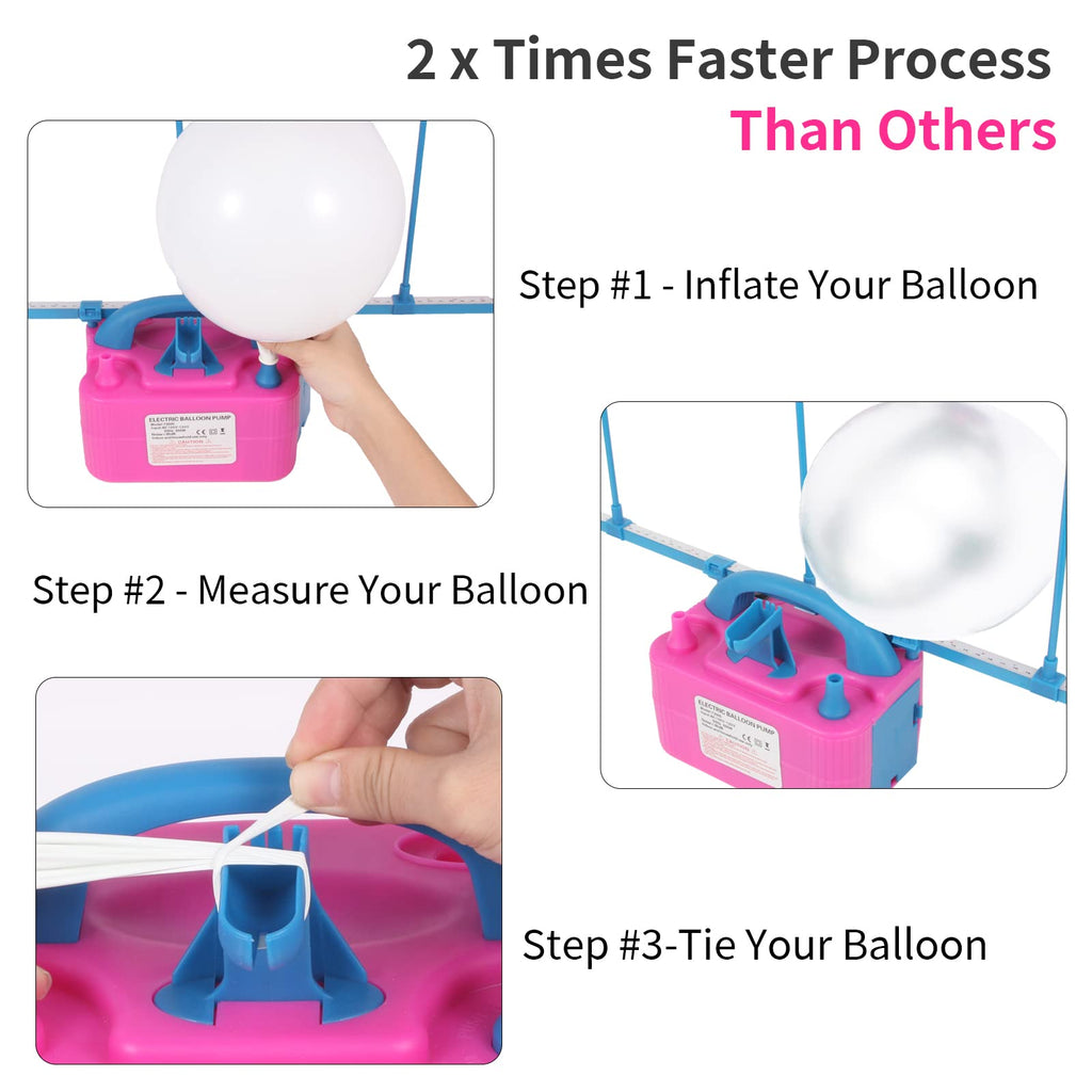 Electric Balloon Pump With Balloon Sizer, Qipump 110V 600W Balloon Blower Inflator Dual Nozzle Air Pump Balloons Inflator For Ba