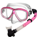 Promate Snorkeling Scuba Dive Dry Snorkel Purge Mask Gear Set, Pink