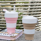 Cynrofven Silicone Coffee Cup With Straw Lid Collapsible Cups For Traveling 20Oz Lightweight Folding Water Mug For Picnic Hickin