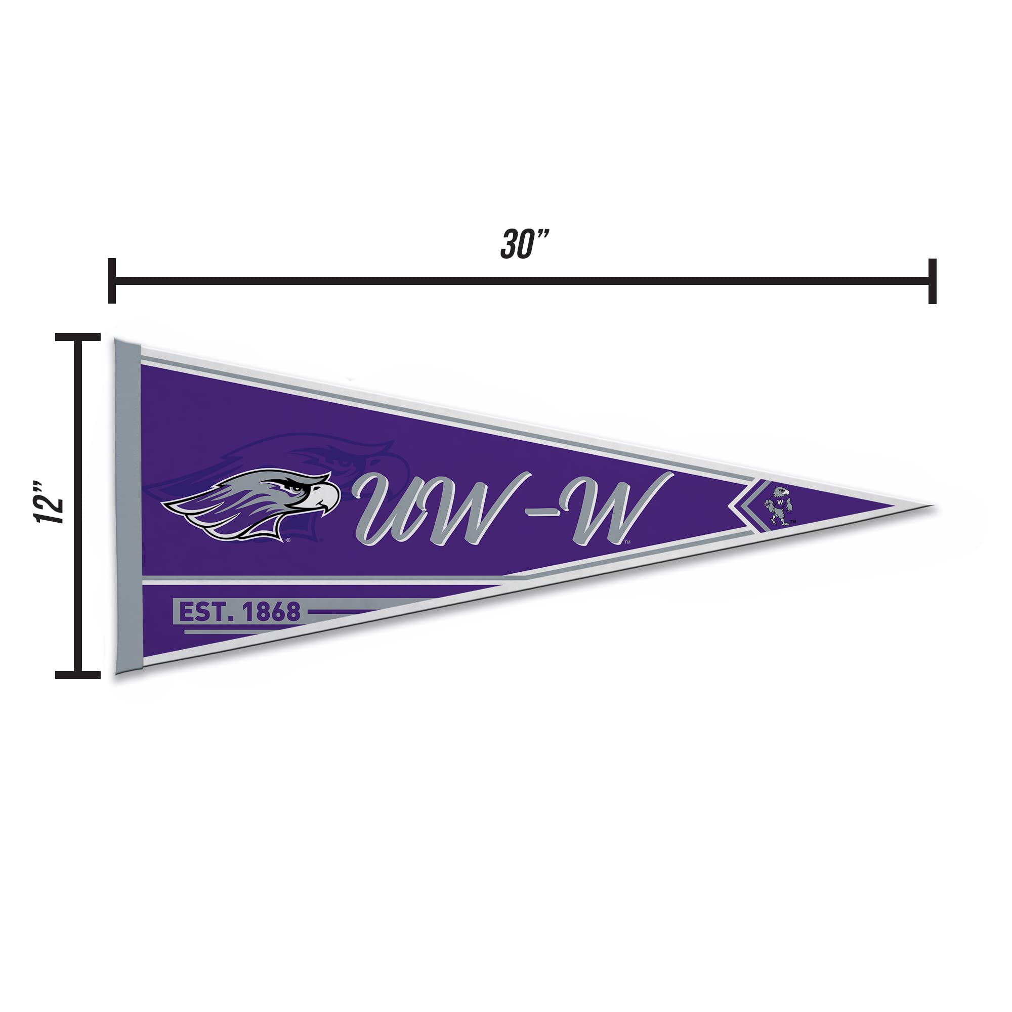 Rico Industries Ncaa Wisconsin-Whitewater Warhawks Classic 12'' X 30'' Felt Wall D  Cor Pennant - Great For Home/Bed Room/Man Ca