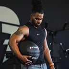 Titan Fitness 18 Lb - 30 Lb Soft Shell Medicine Wall Ball With Poly-Composite Laminate Cross Texture Non-Slip Grip For Throwing,