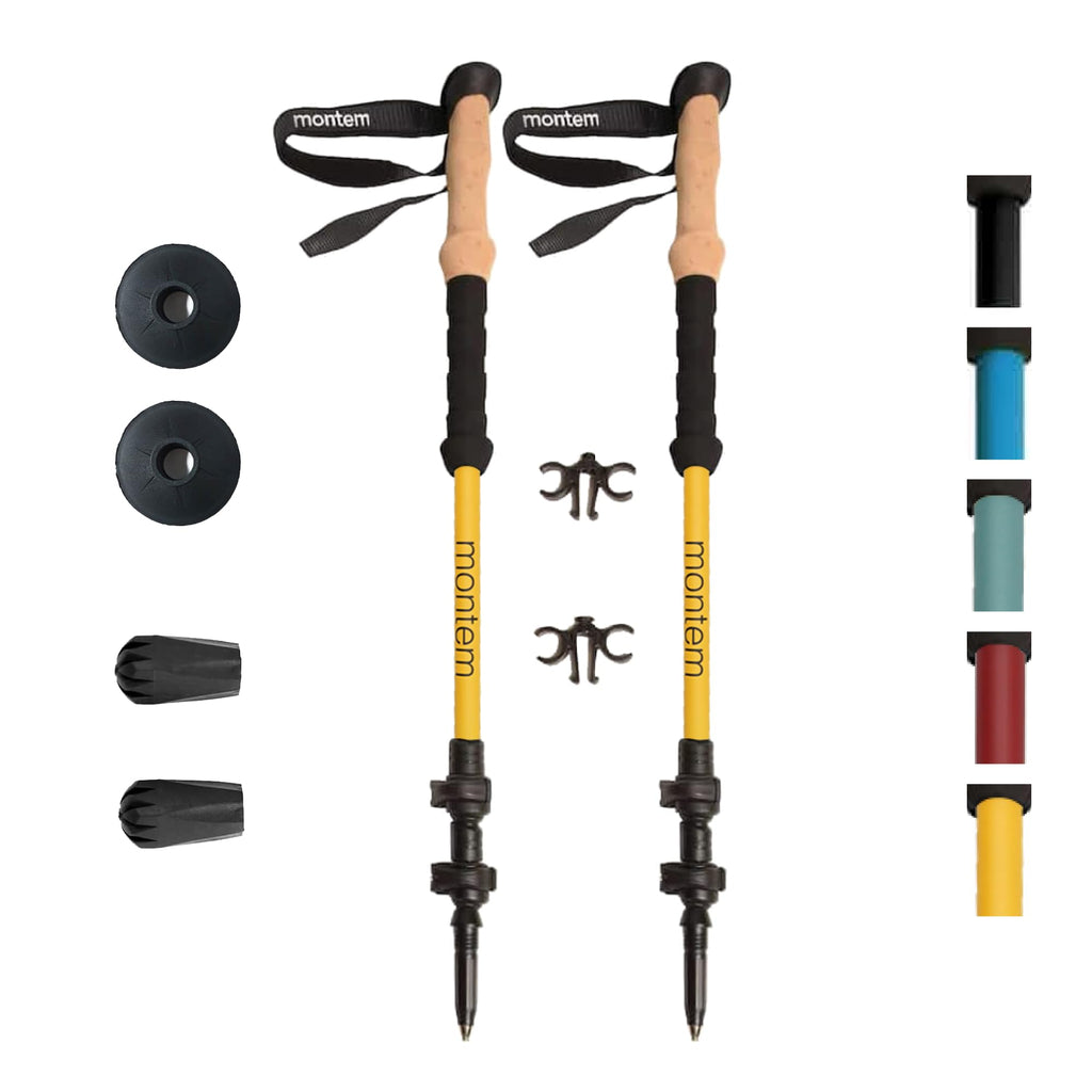 Montem Ultra Light 100% Carbon Fiber Trekking, Walking, And Hiking Poles - One Pair (2 Poles) - Ultra Light, Quick Locking, Fold