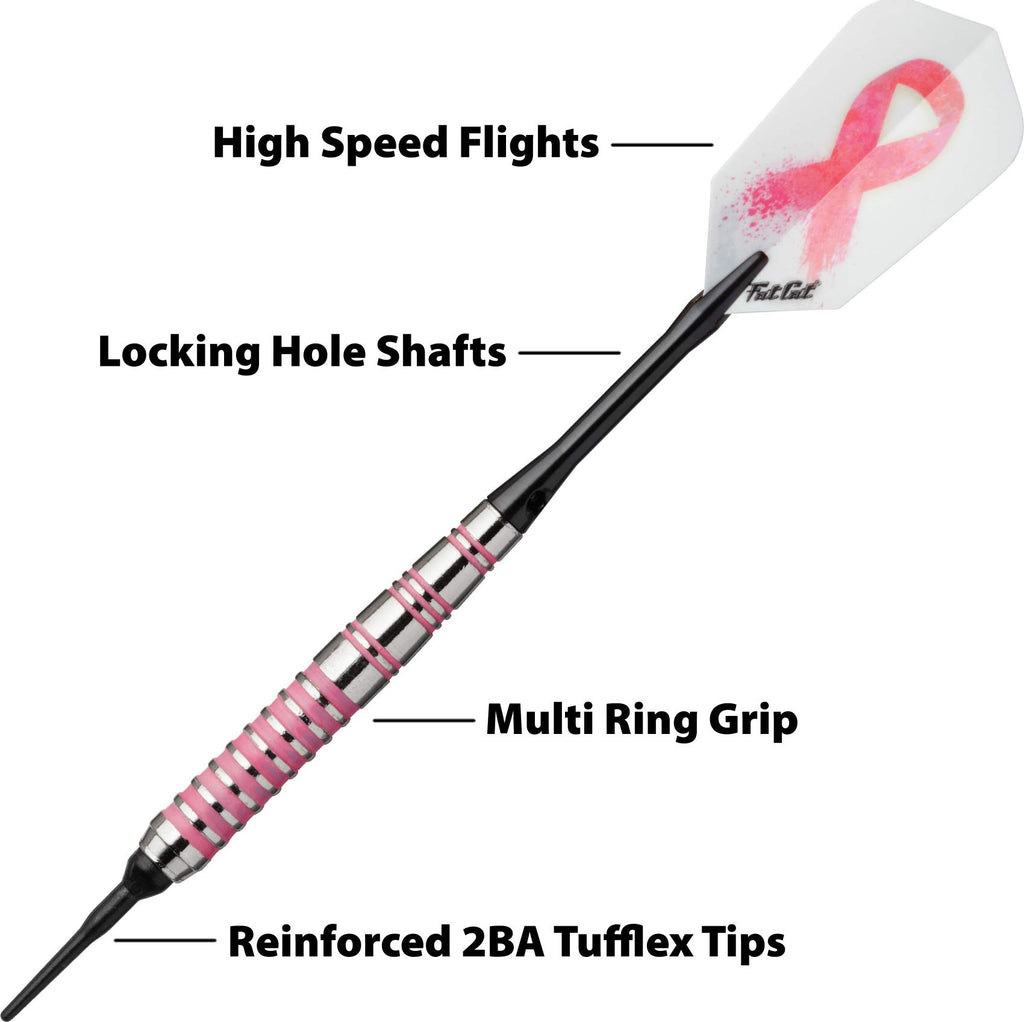 Fat Cat Pink Lady Soft Tip Darts With Storage/Travel Case, 16 Grams