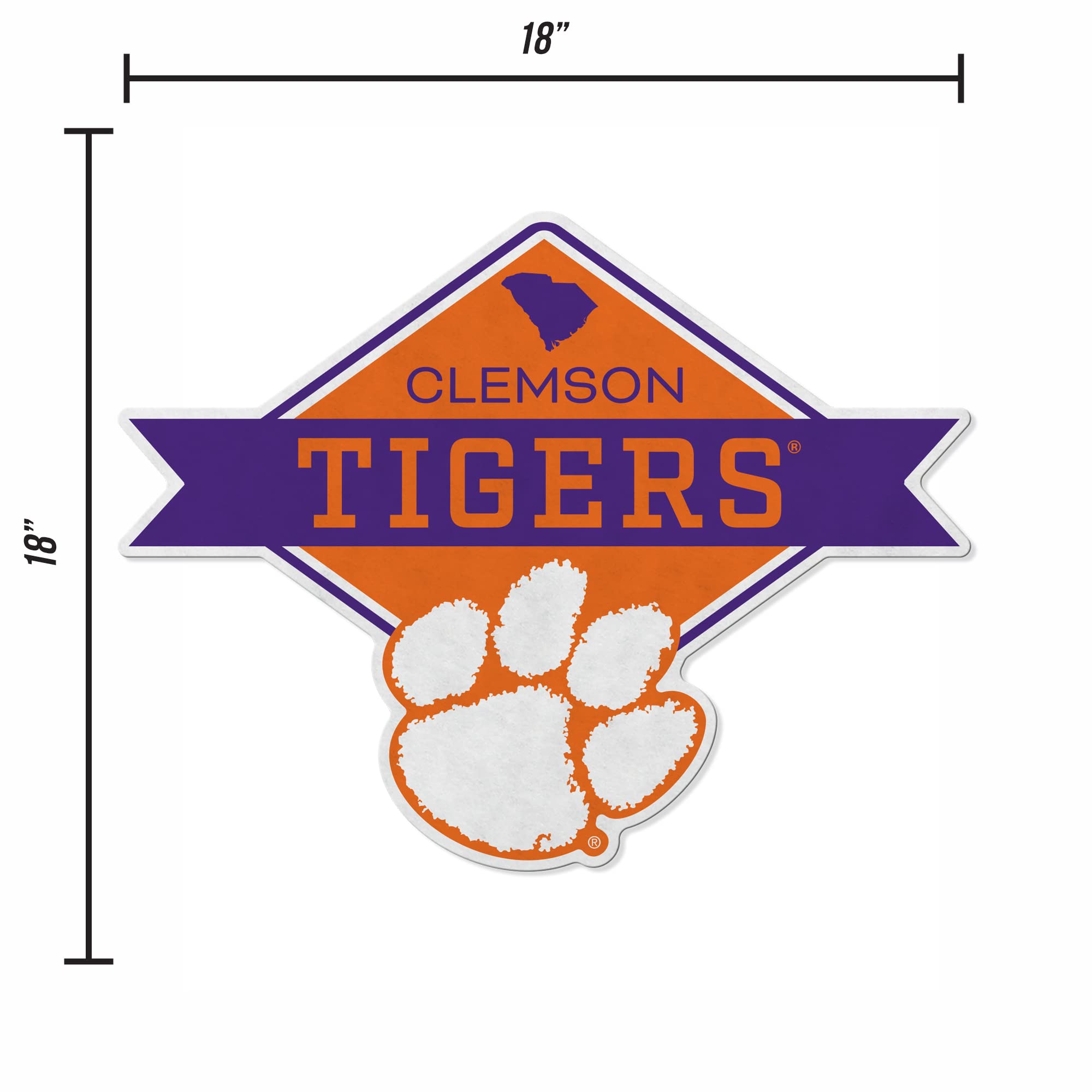 Rico Industries Ncaa Clemson Tigers Diamond Shape Cut Pennant - Home And Living Room D  Cor - Soft Felt Ez To Hang