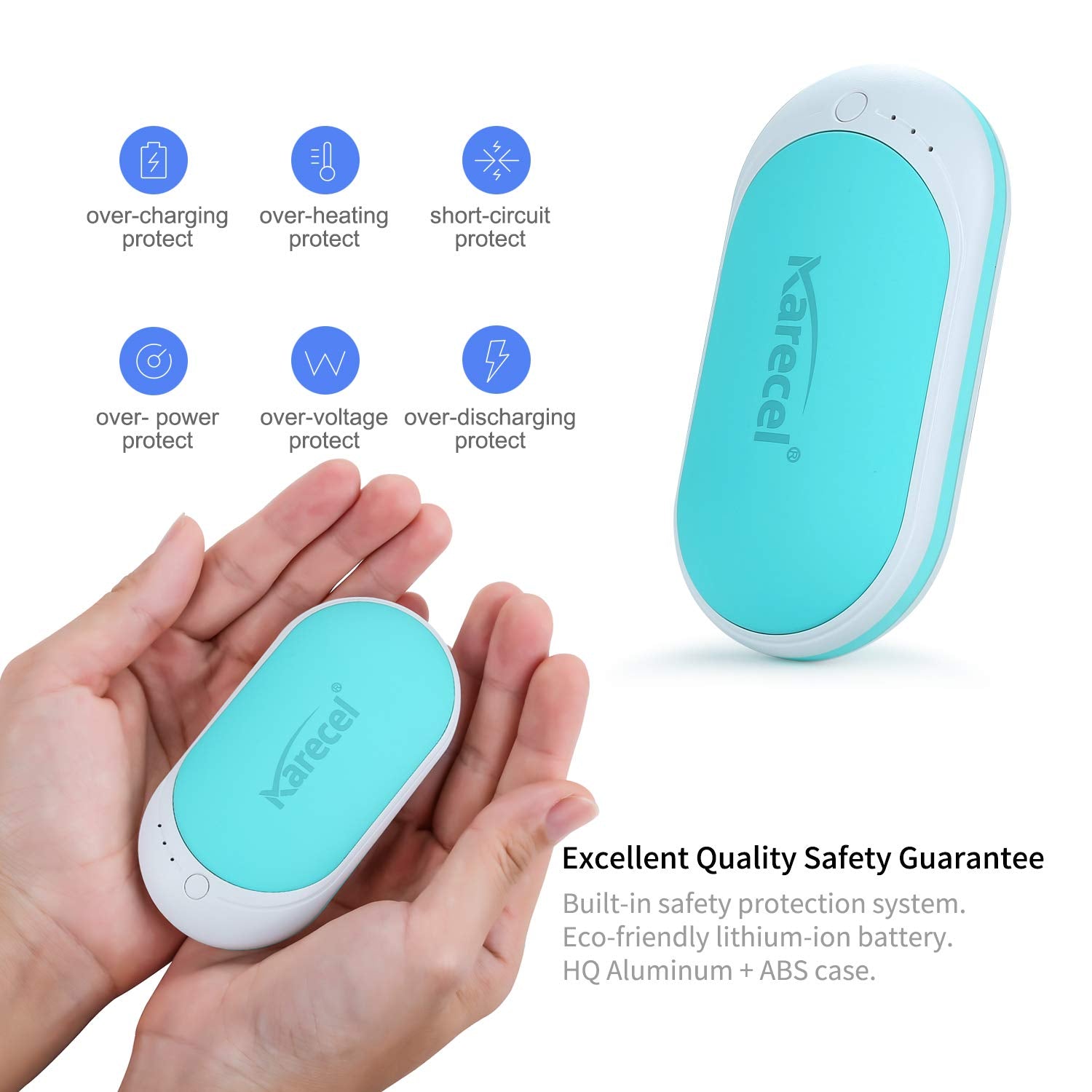Karecel Hand Warmers Rechargeable, Usb Hand Warmer Reusable 5200Mah Powerbank Portable Heater Battery Hot Pocket Warmer Electric