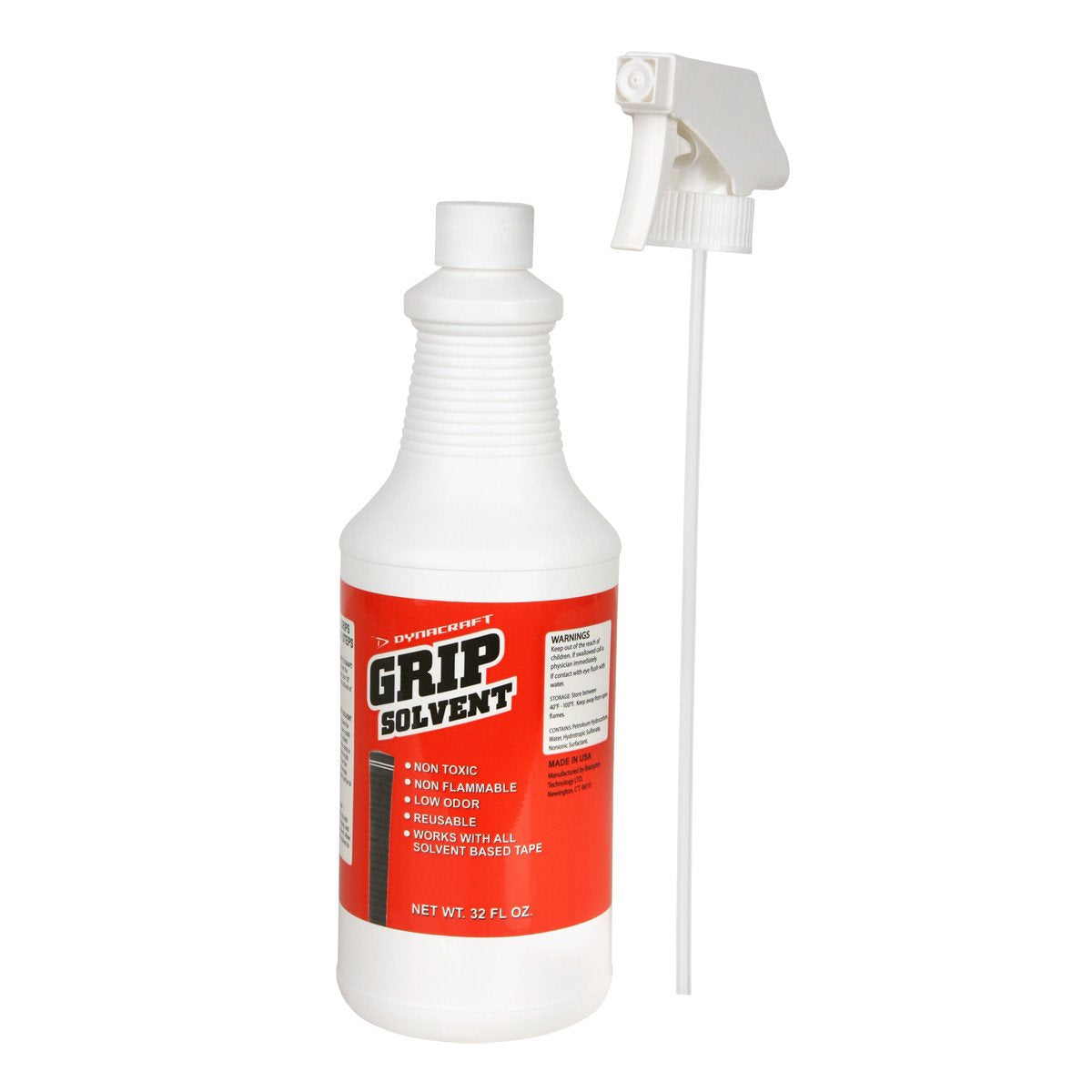 Dynacraft Golf Grip Solvent (Non-Toxic & Non-Flammable) 32 oz Bottle Bundle with Trigger Sprayer, White